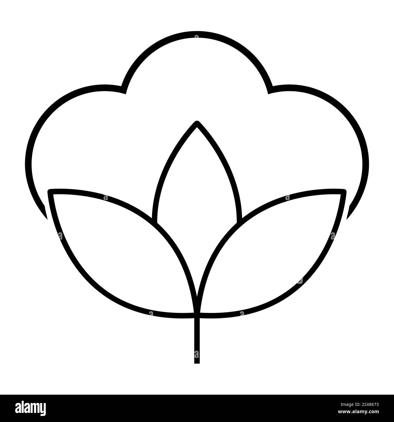 Bio-Baumwollsymbol, natürliches Kleidungssymbol, Web-Grafik-Vektordarstellung. Stock Vektor