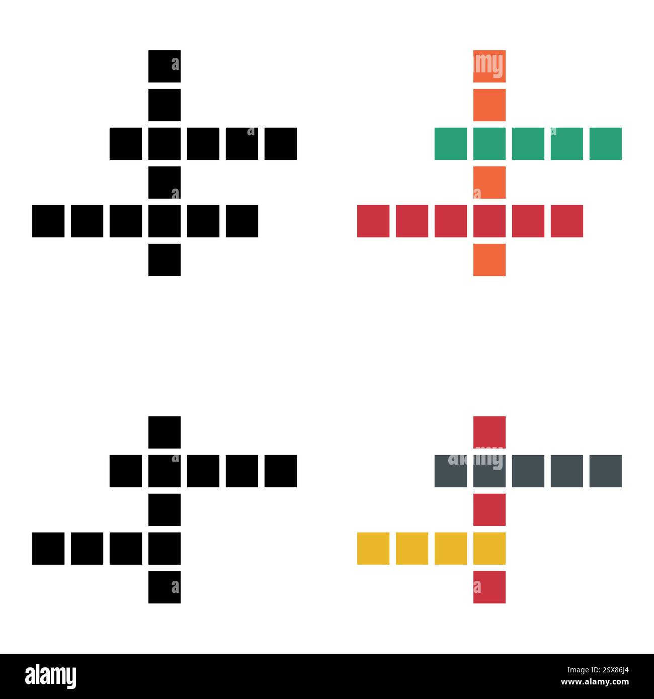 Satz des Konzeptsymbols für Kreuzworträtsel, Kreuzworträtgrafik, Vektorgrafik für Web-Flachvektor. Stock Vektor