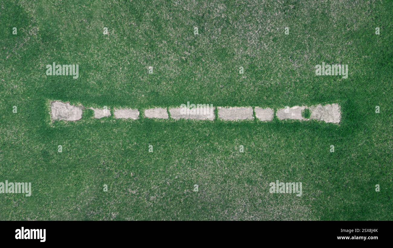 Betonweg auf dem Gras Stockfoto
