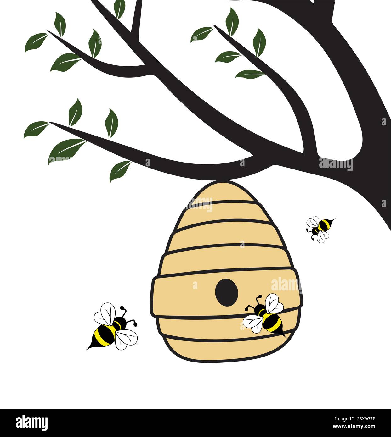 bienenstock auf einem Baum Stock Vektor