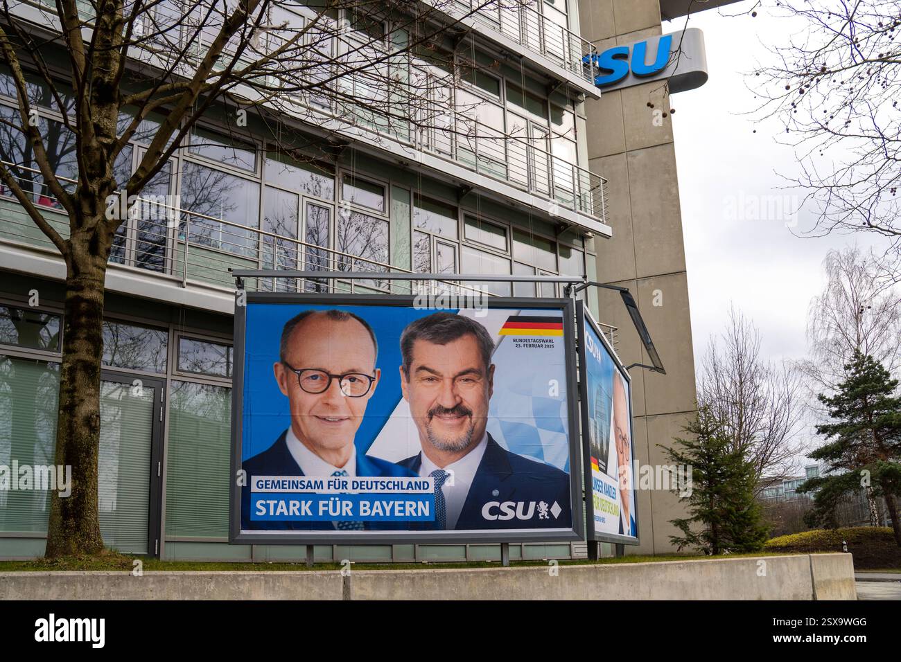 München, Bayern, Deutschland - 23. Februar 2025: Landesleitung der CSU ...