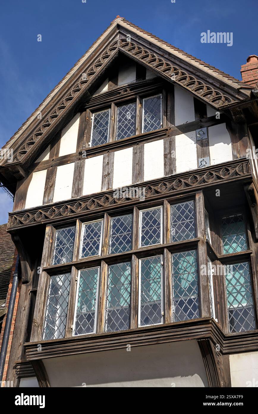 Stratford-upon-Avon-Architektur im Henley Room Tudor-Stil-Gebäude in der Henley Street. Ein ehemaliges College House. England, Großbritannien Stockfoto