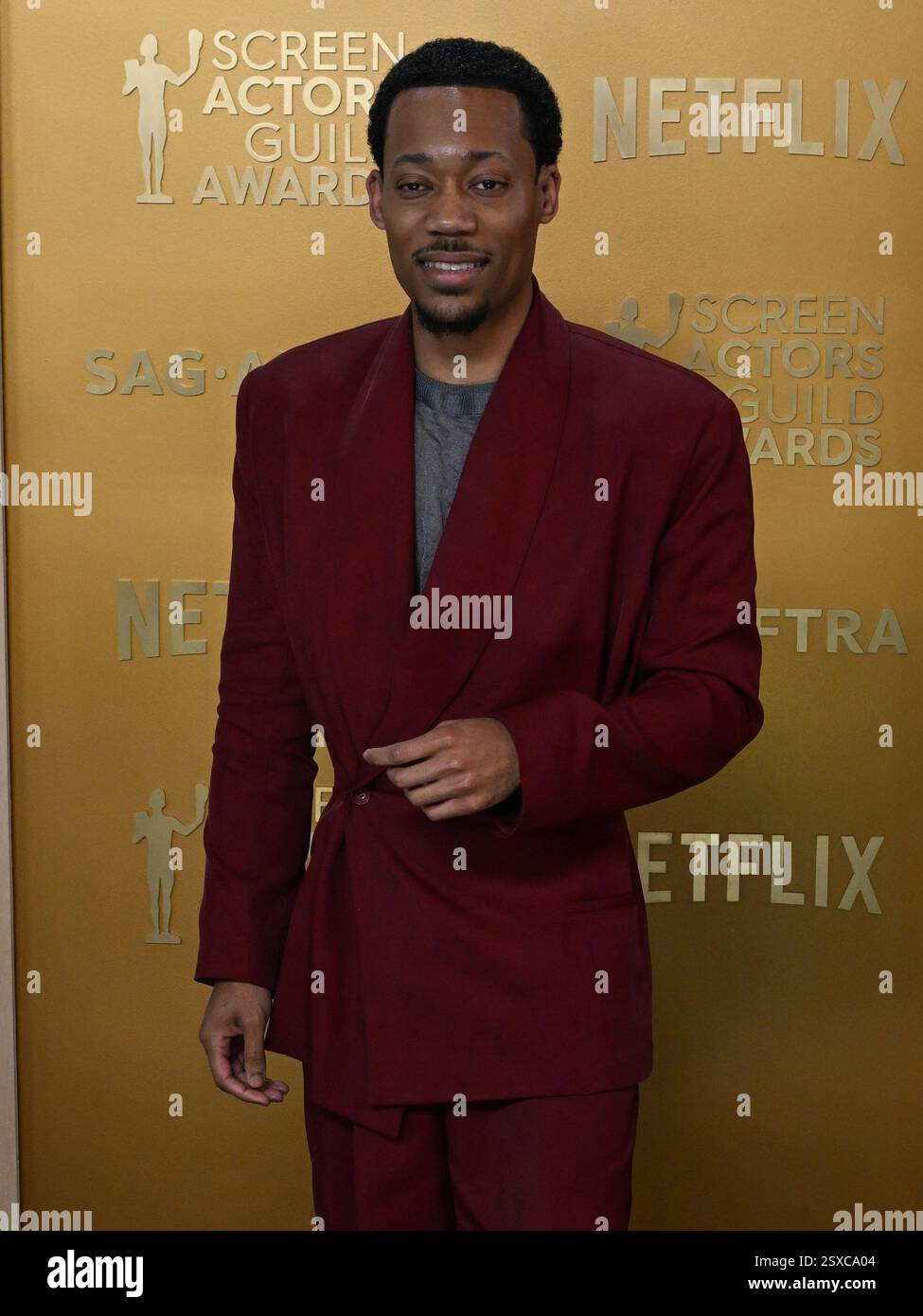 23. Februar 2025, Los Angeles, Kalifornien, USA: Tyler James Williams nimmt an der 31th Annual Screen Actors Guild Awards® – Red Carpet Teil. (Credit Image: © Billy Bennight/ZUMA Press Wire) NUR REDAKTIONELLE VERWENDUNG! Nicht für kommerzielle ZWECKE! Stockfoto