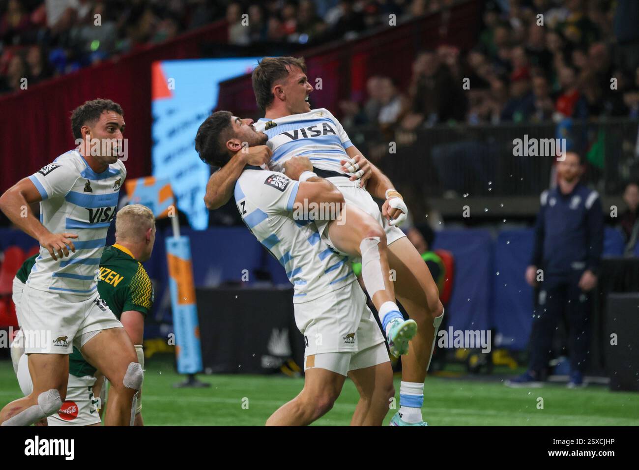 Vancouver, Kanada. Februar 2025. VANCOUVER, BC - 23. FEBRUAR: World Rugby Sevens Series Final Spiel Männer Spiel zwischen Argentinien (Sieger) und Südafrika im BC Place Stadium in Vancouver, Kanada, am 23. Februar {2025}. (Foto: Tomaz Jr/Pximages) Credit: PX Images/Alamy Live News Stockfoto