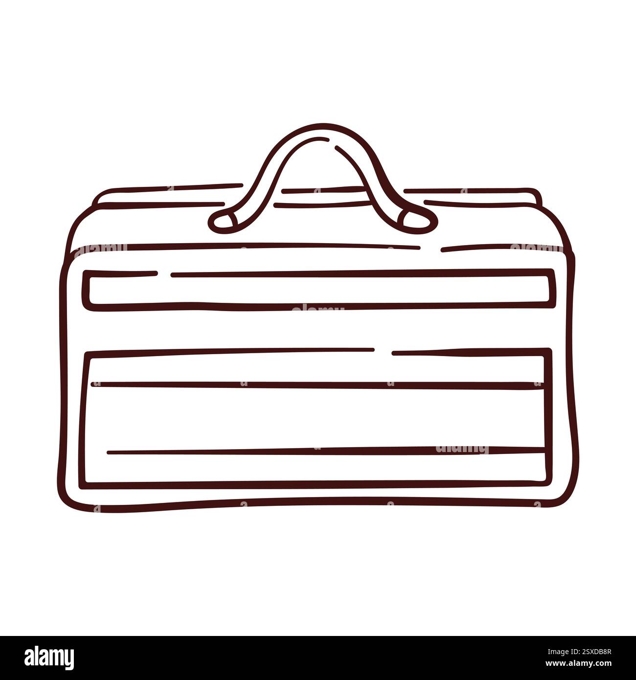 Reparatur des Werkzeugkastens im Linienstil. Klempner, Bauarbeiter Arbeitsgeräte handgezeichnetes Konzept. Toolkit für Industrie, Baumarkt. Tragbar Stock Vektor