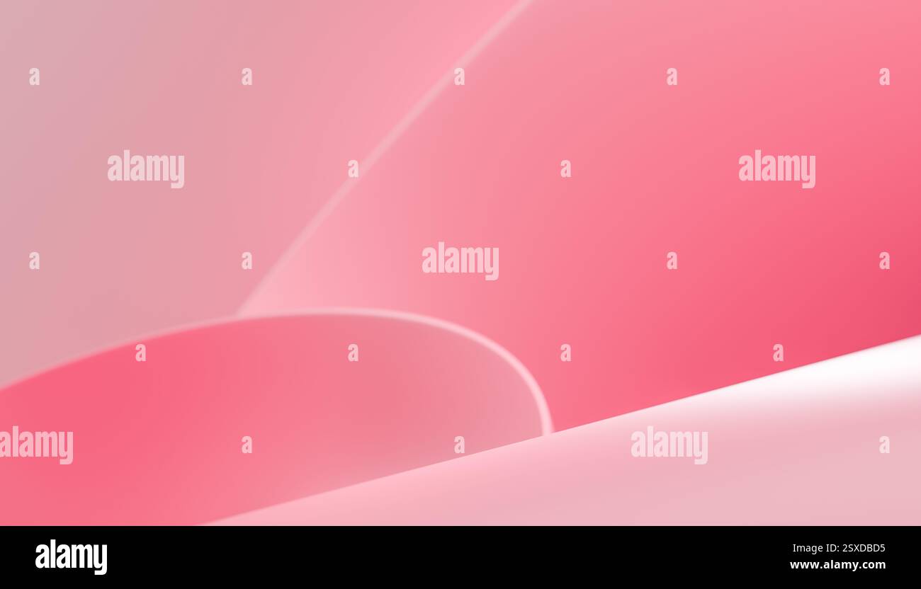 Stilvoller abstrakter 3D-Hintergrund mit dynamischen rosa geschwungenen Elementen, glattem Verlaufseffekt, eleganter weicher Textur, futuristischem Design, fließender künstlerischer Stil Stockfoto