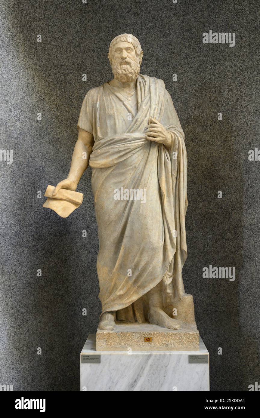 Rom. Italien. Statue von Sophokles, römische Kopie eines griechischen Originals. Braccio Nouvo, Chiaramonti Museum, Vatikanische Museen. Musei Vaticani. Stecker STAT Stockfoto