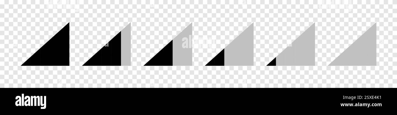 Satz von Symbolen für die Signalstärke der Kommunikation. Mobiltelefonempfangssymbole auf Mobiltelefonen und tragbaren Laptopgeräten. Vektorabbildung. Stock Vektor