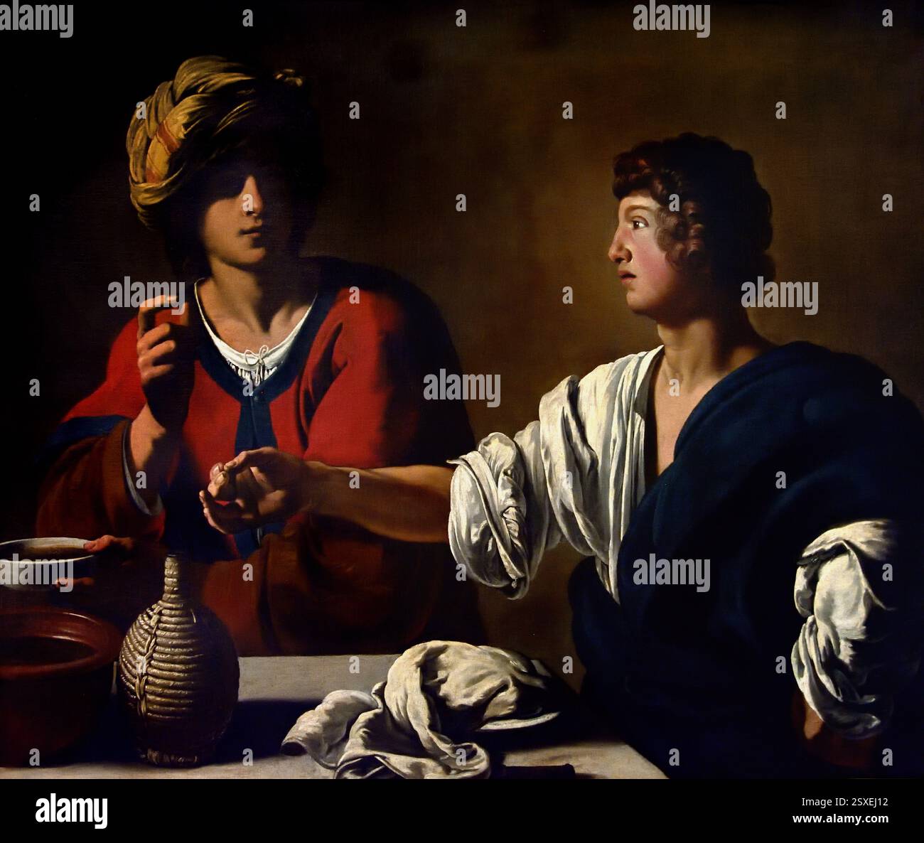 Esau verkauft sein Geburtsrecht 1625 Maler, der im Museum der Schönen Künste in Rom, Italien, Stockfoto