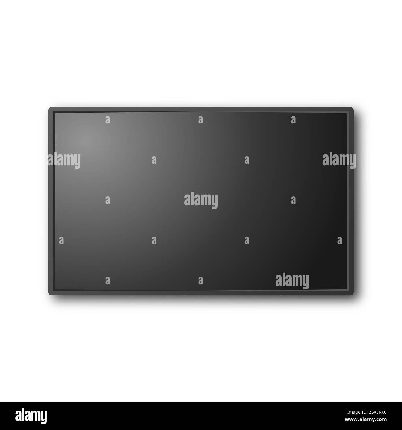 3D realistischer moderner TV-Bildschirm. Minimalistisches, elegantes LCD-Panel, LED-TV-Rahmen. Design für große Computermonitore für Modellerstellung. Leeres Fernsehen Templa Stock Vektor