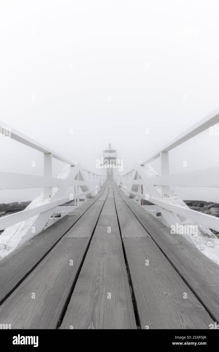 Marshall Point Lighthouse In Fog Stockfoto