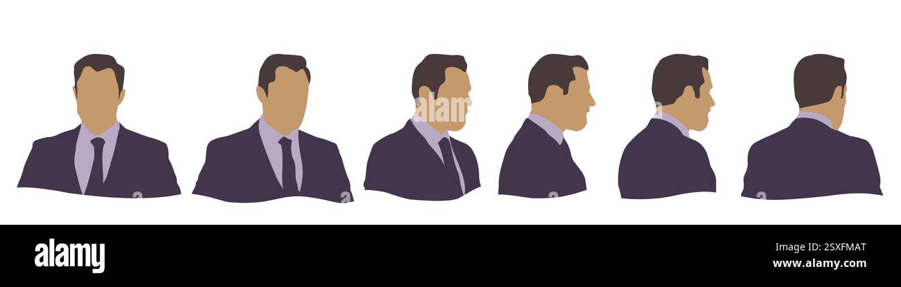 Konzeptueller menschlicher Kopf isoliert auf weißem Hintergrund als abstrakter Avatar als Set oder Sammelbanner für Social Design Konzept. Menschliche Nahaufnahme anonym Stock Vektor