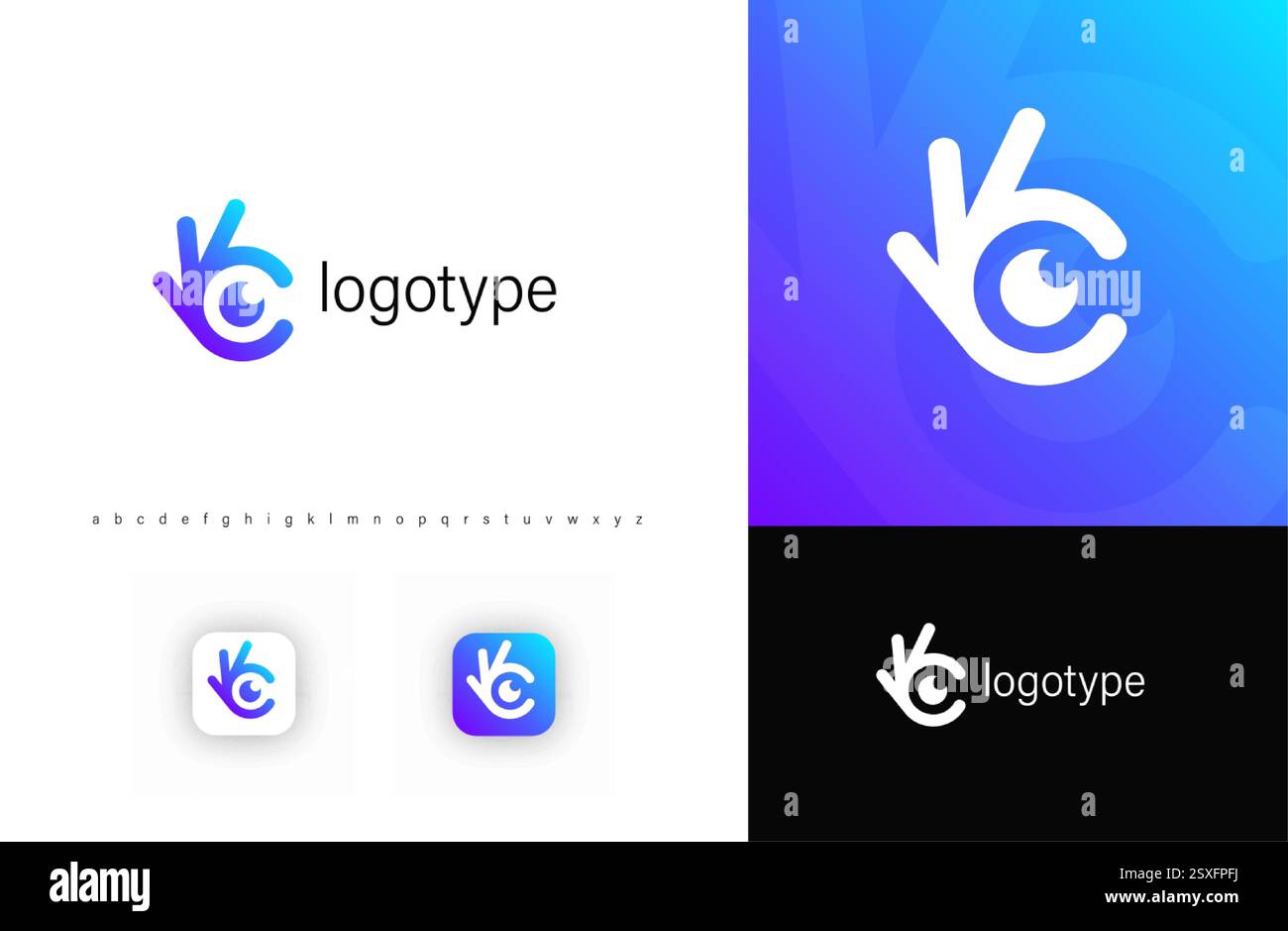OK Auge symbolisiert Vision, Beobachtung und Fokus. Geeignet für Sicherheitsdienste, KI, Technologie und Branding-Agenturen. Modernes und elegantes Design Stock Vektor