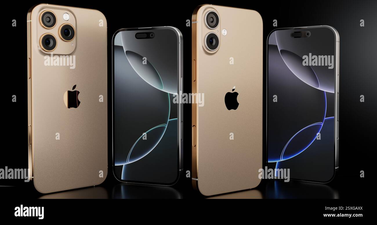 Hochwertiges Rendering der iPhone 16 Collection Stockfoto
