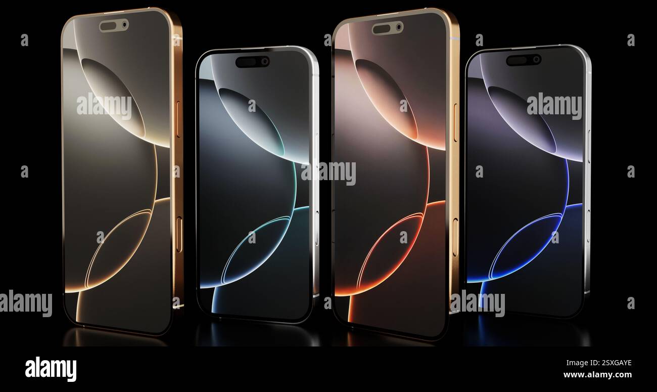 Hochwertiges Rendering der iPhone 16 Collection Stockfoto