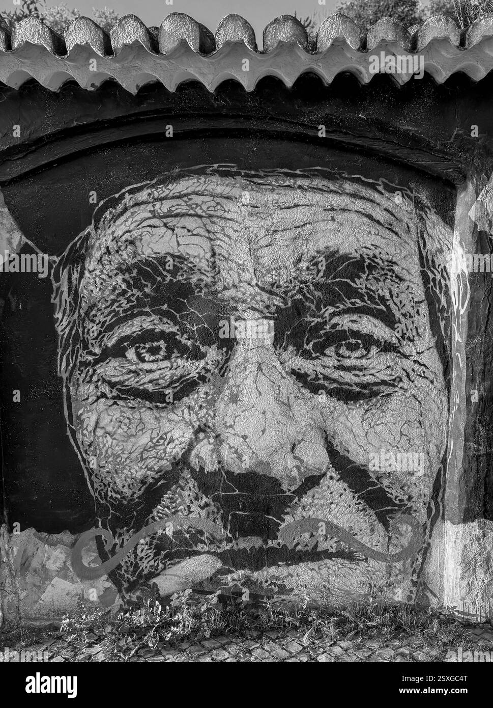Street Art, Graffiti an einer Wand in der Altstadt von Lagos Portugal Stockfoto
