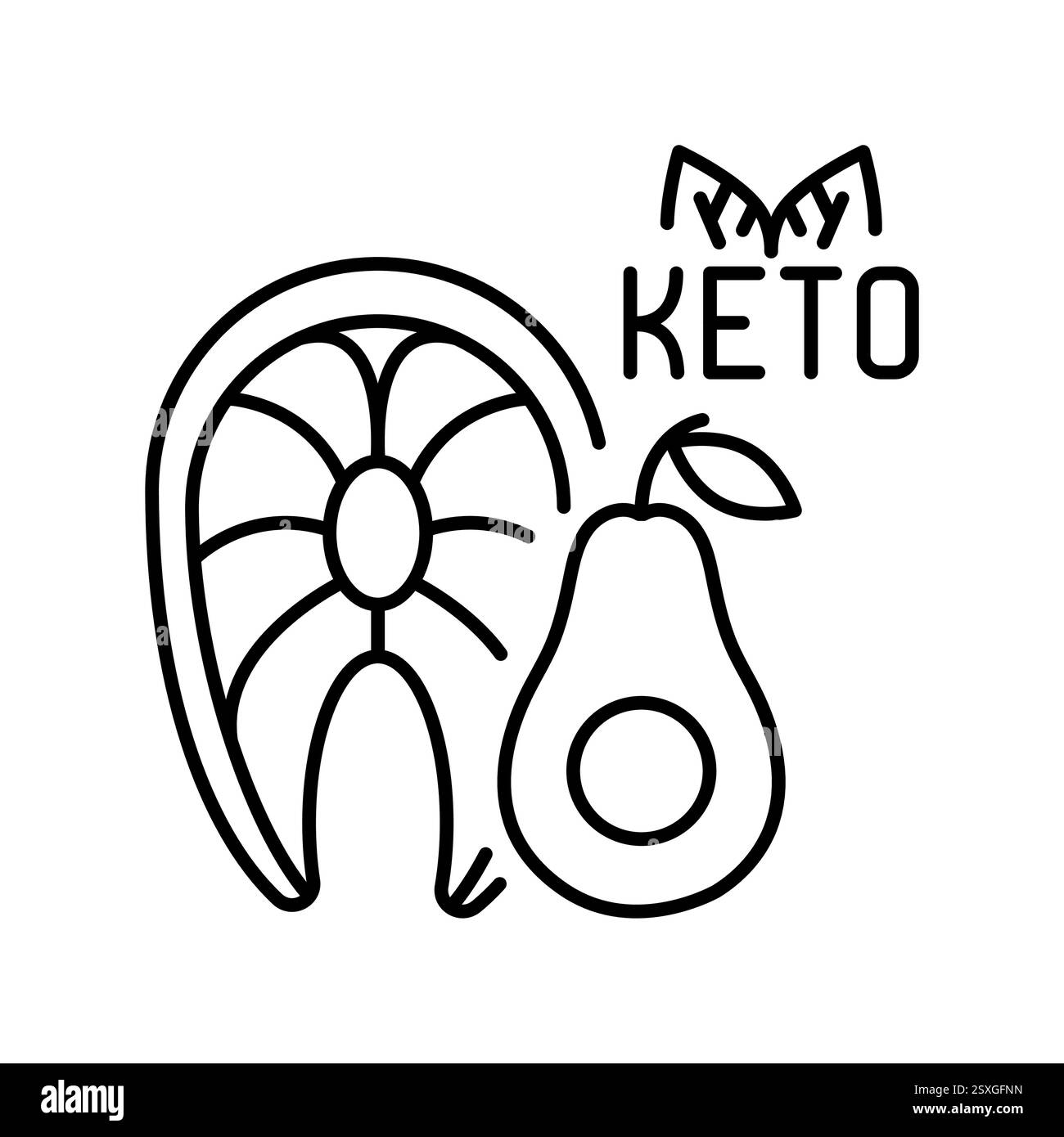 keto Diet Symbol mit schwarzer Linie. Vektorisoliertes Element. Nutritionologie editierbarer Schlaganfall. Bearbeitbare Kontur. Stock Vektor