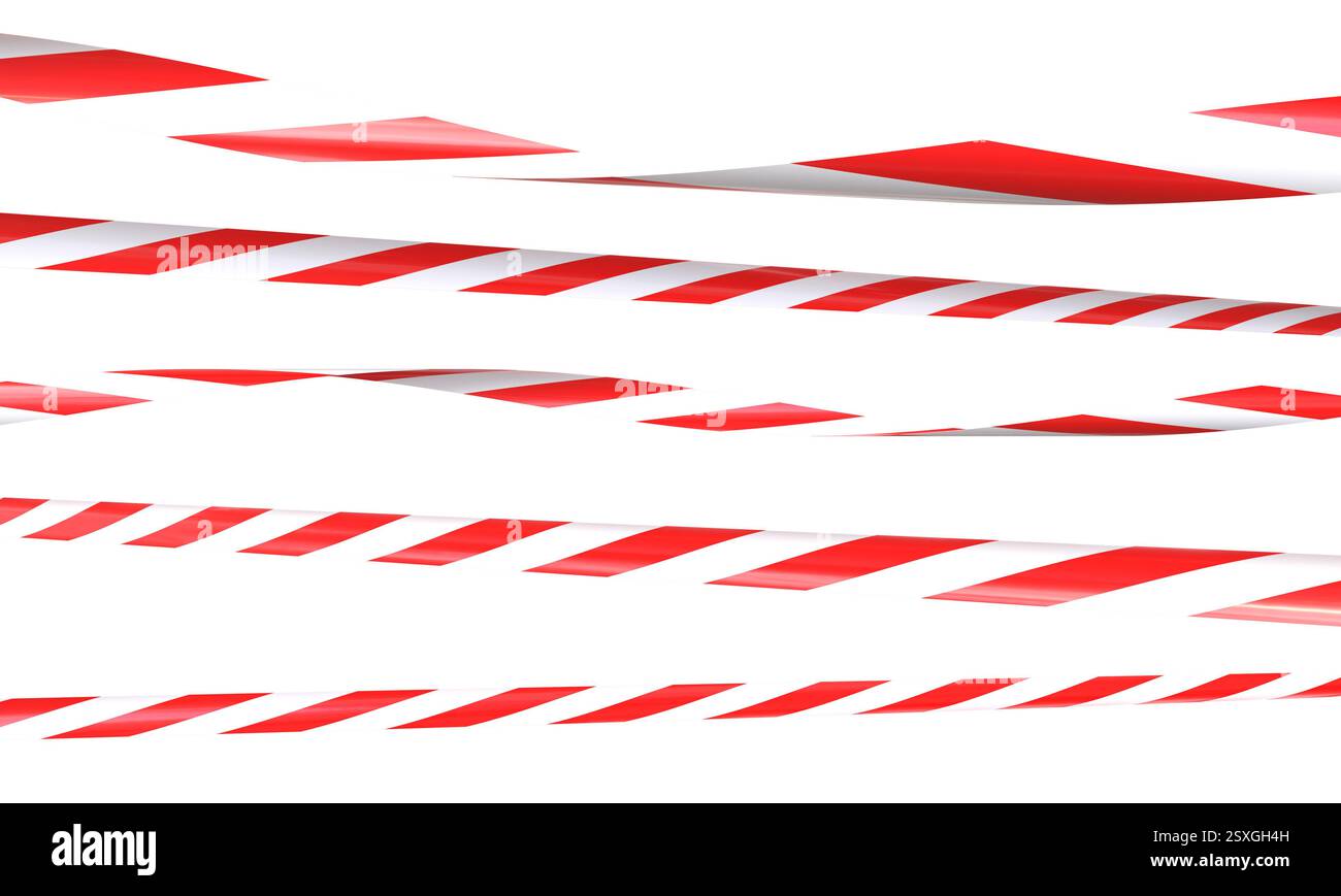 Rotes und weißes Warnband schwenkt auf transparentem Hintergrund 3d Stockfoto