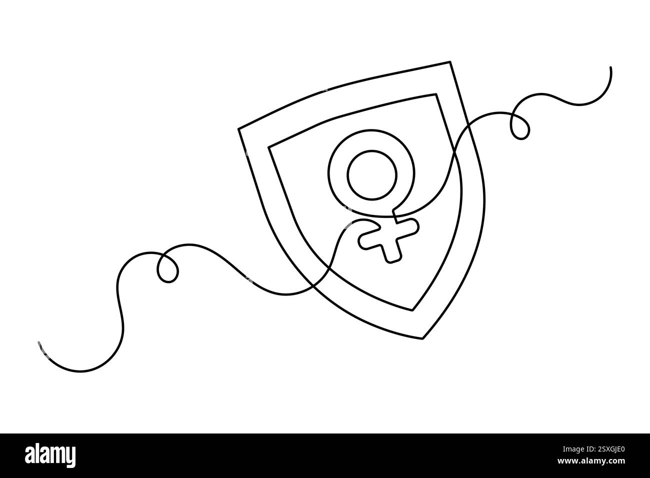 Weibliches Gender-Symbol eine Linie mit minimalistischem isoliertem Konturvektor-Symbol Stock Vektor