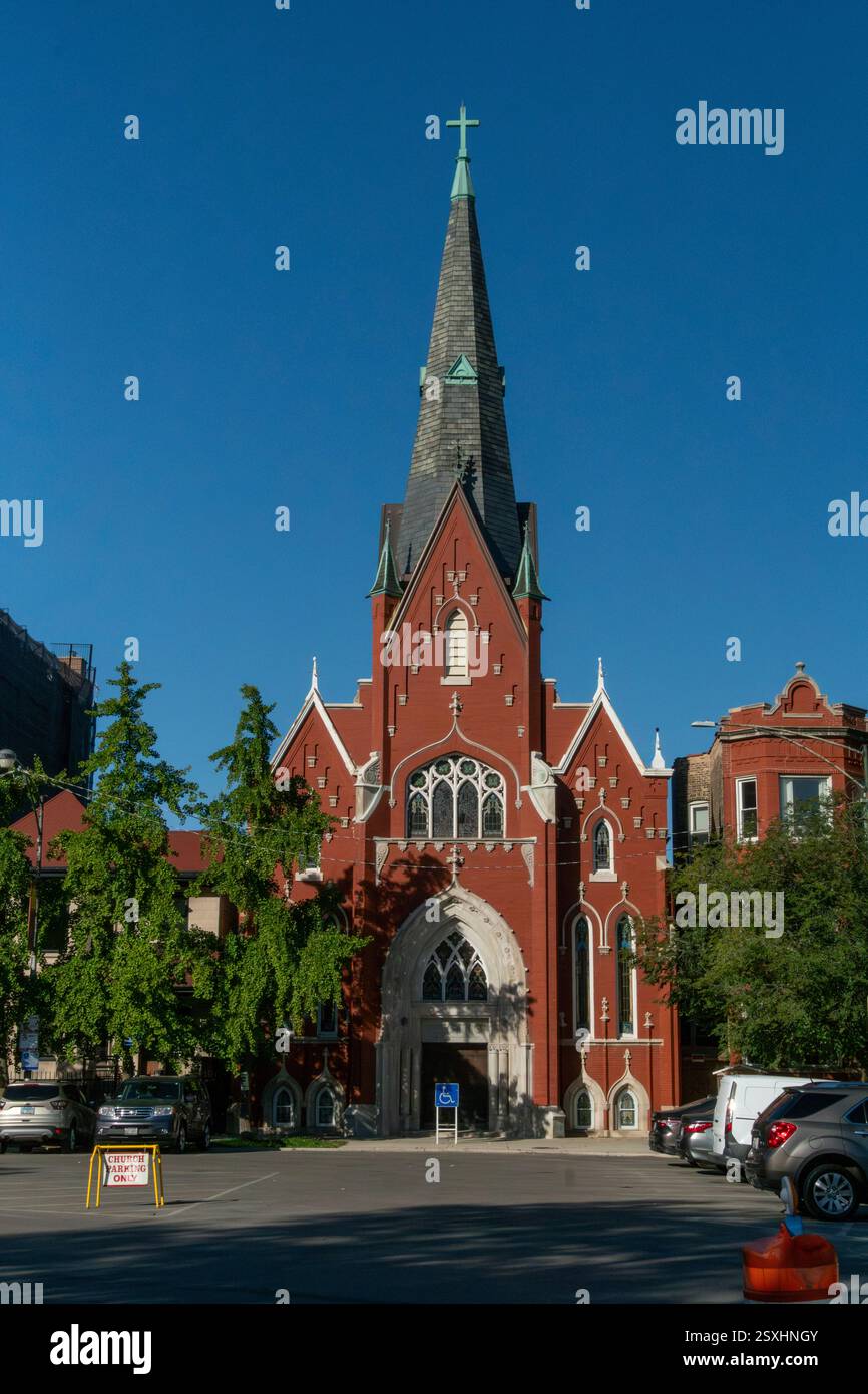 Chicago, Illinois. Das Viertel Logan Square Chicago ist ein internationales Drehkreuz für Finanzen, Kultur, Handel, Industrie, Bildung, Technologie, Telekommunikation Stockfoto
