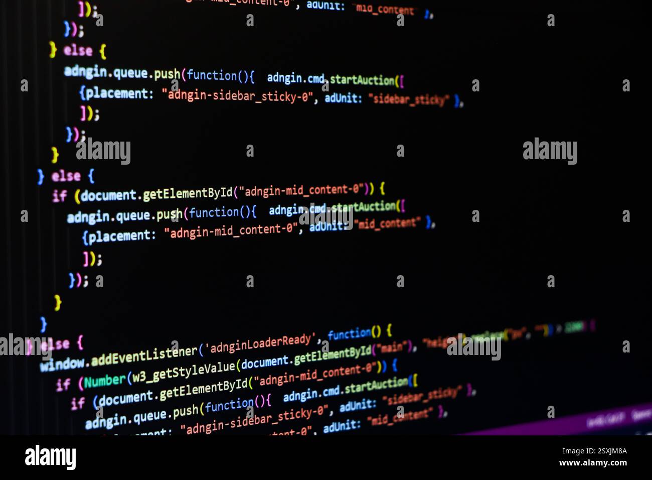 Programmierbildschirm, Codierungsbildschirm für Webentwickler Stockfoto