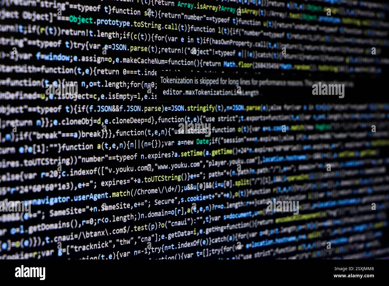 Technischer Hintergrund, Codierungsbildschirm des Webentwicklers oder Softwareentwicklers Stockfoto