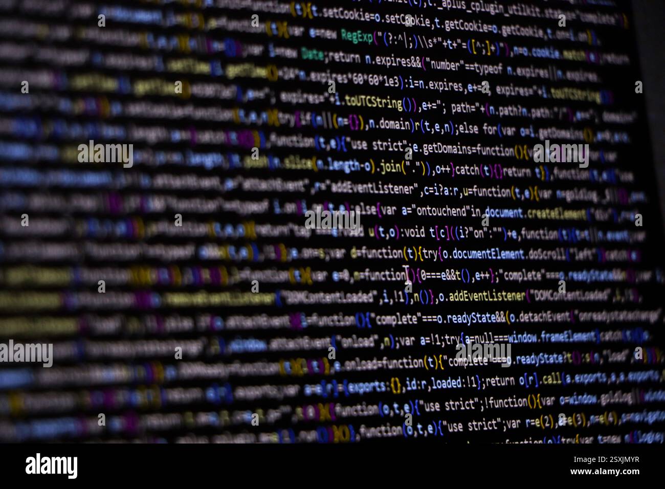 Technologie-Hintergrundkonzept, Entwicklercodierungsbildschirm Stockfoto