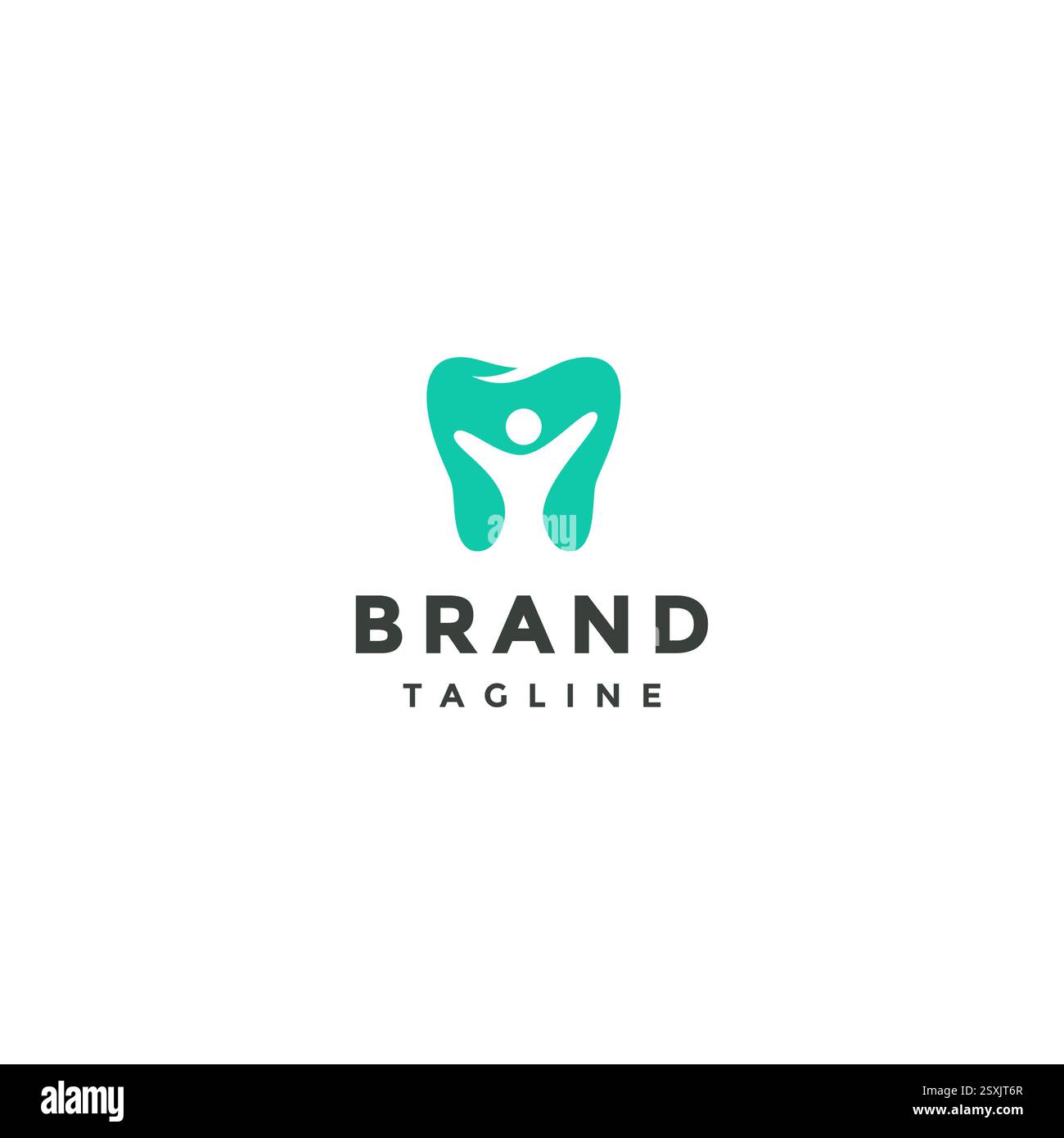 Simple Joy Dental Silhouette Logo-Design. Joy People Silhouette Inside Teeth Icon Logo Design. Stock Vektor