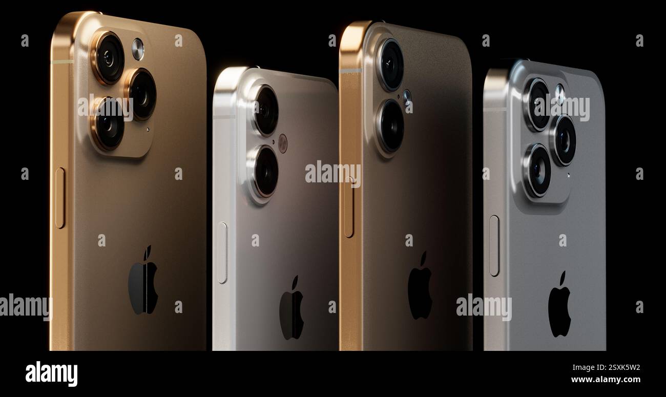 Hochwertiges Rendering der iPhone 16 Collection Stockfoto