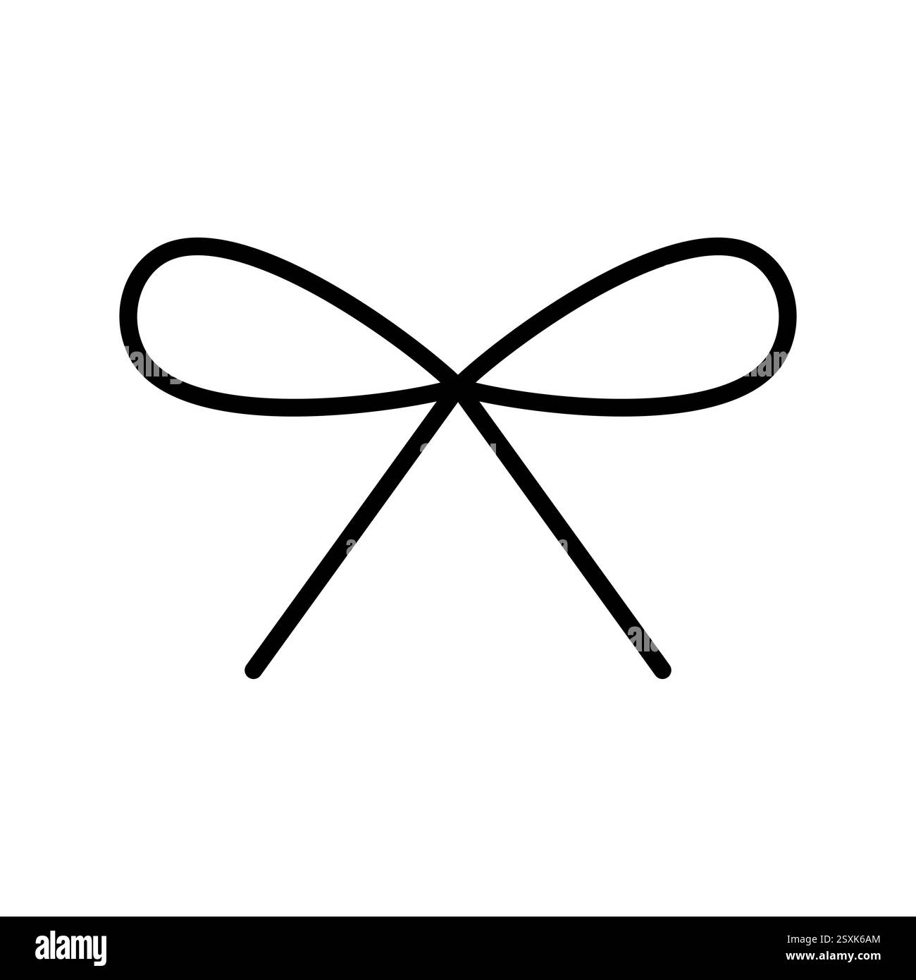 Symbol mit handgezeichneter, gebundener Schleife. Band im Doodle-Stil. Dekorationselement der Modellstruktur. Isoliert auf weiß. Vektor Stock Vektor