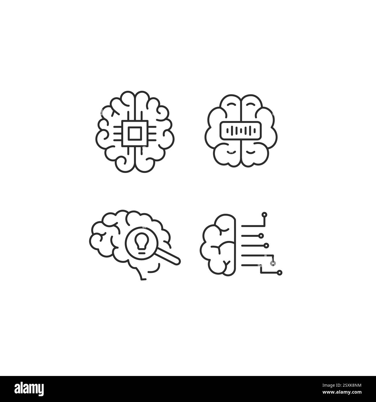 KI Brains Icons Set Stock Vektor
