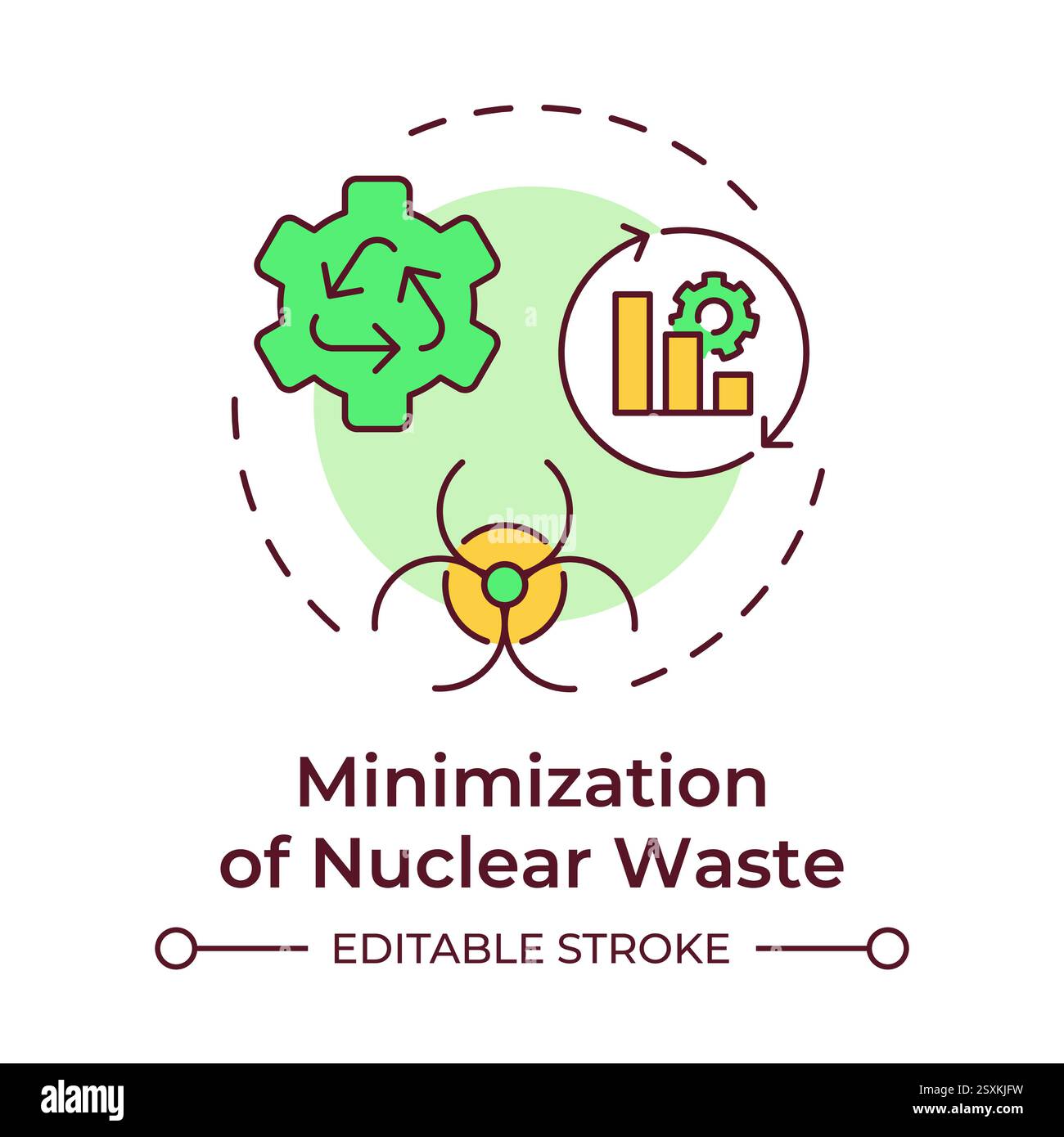 Minimierung nuklearer Abfälle mehrfarbiges Konzeptsymbol Stock Vektor