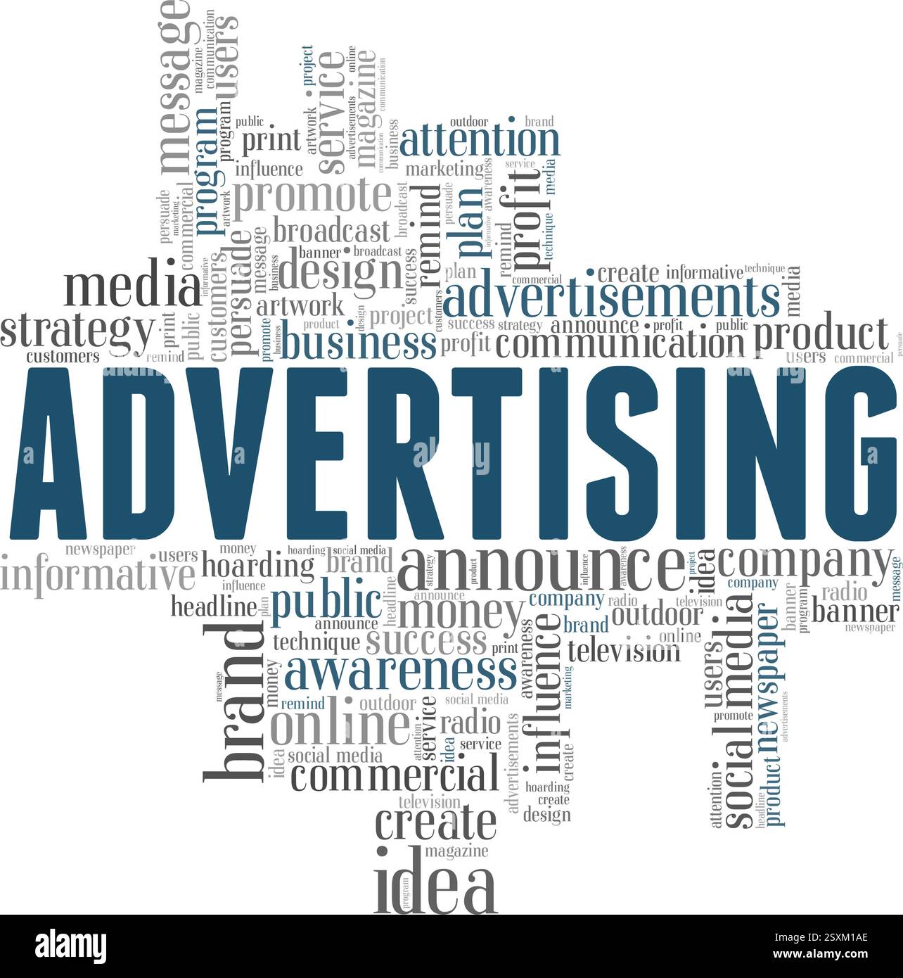 Werbe-Vektor-Illustration Wortwolke isoliert auf weißem Hintergrund. Stock Vektor