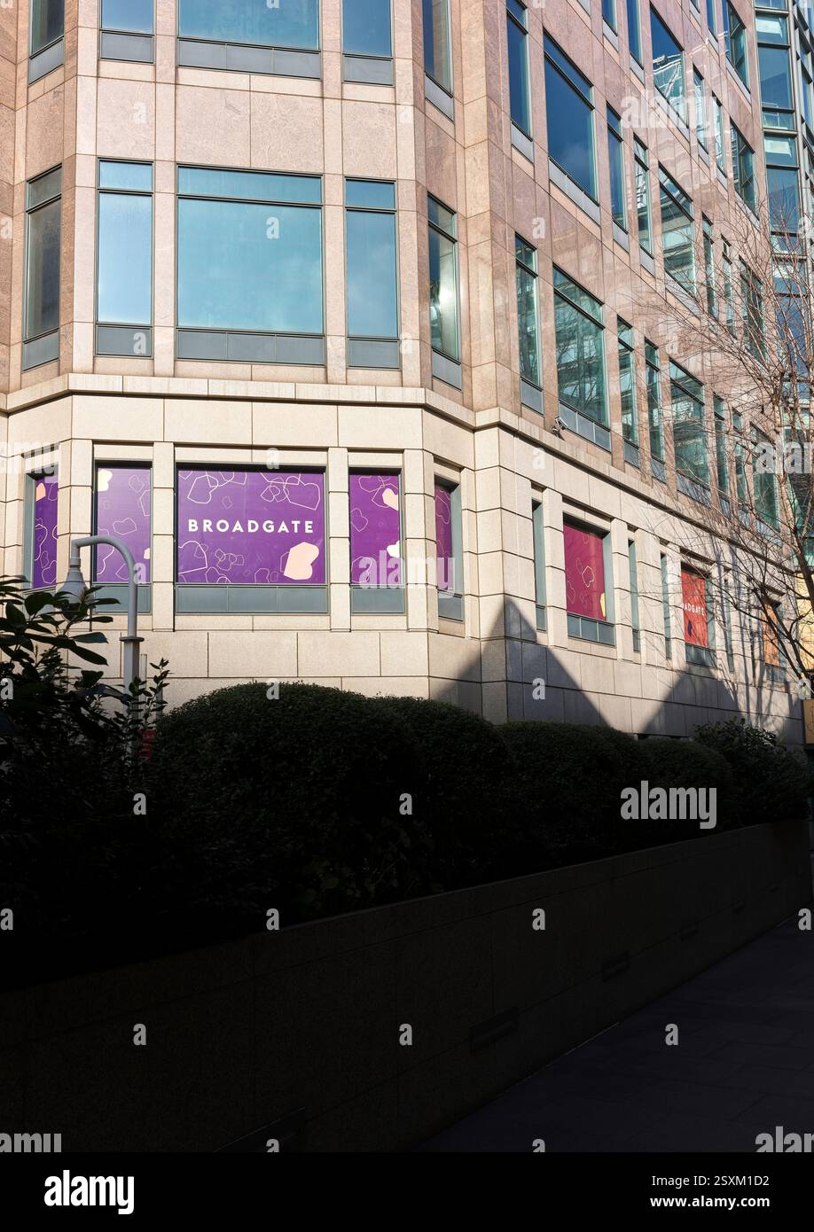Broadgate Büro- und Einzelhandelsgebäude, Shoreditch, Hackney Viertel in London, England. Stockfoto