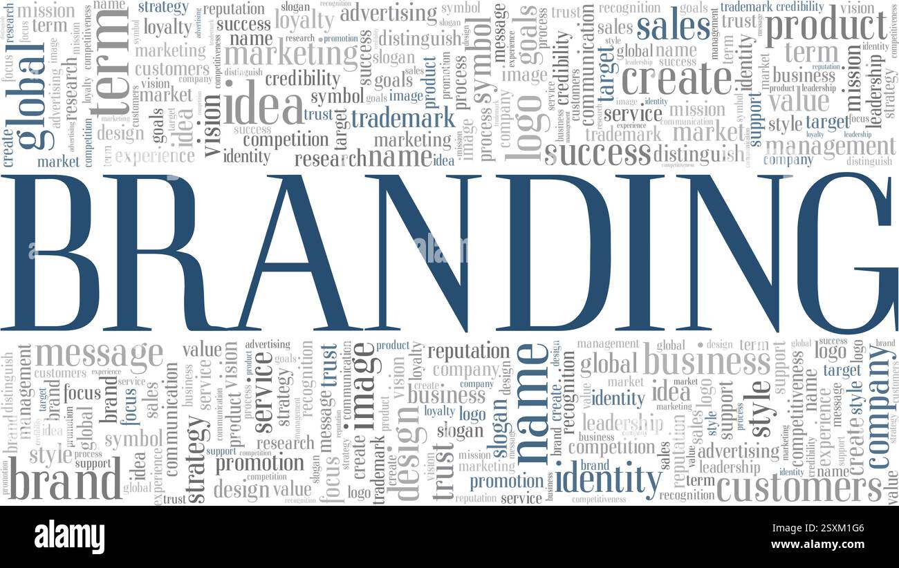 Branding Vektor Illustration Wort Wolke isoliert auf weißem Hintergrund. Stock Vektor