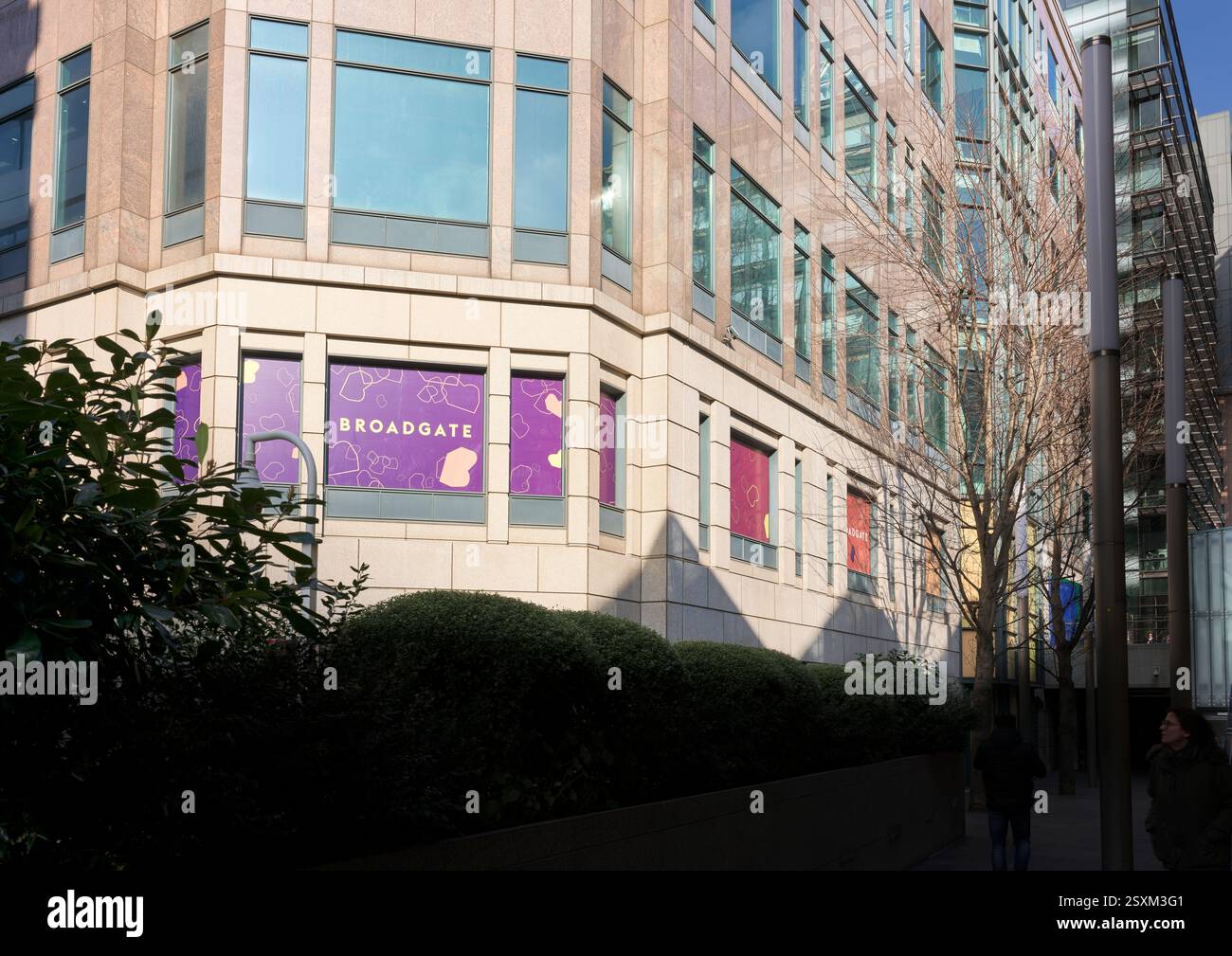 Broadgate Büro- und Einzelhandelsgebäude, Shoreditch, Hackney Viertel in London, England. Stockfoto