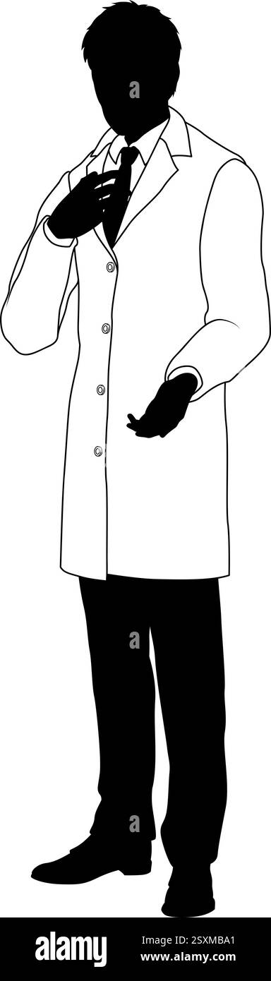 Wissenschaftler Ingenieur Inspektor Mann Silhouette Person Stock Vektor