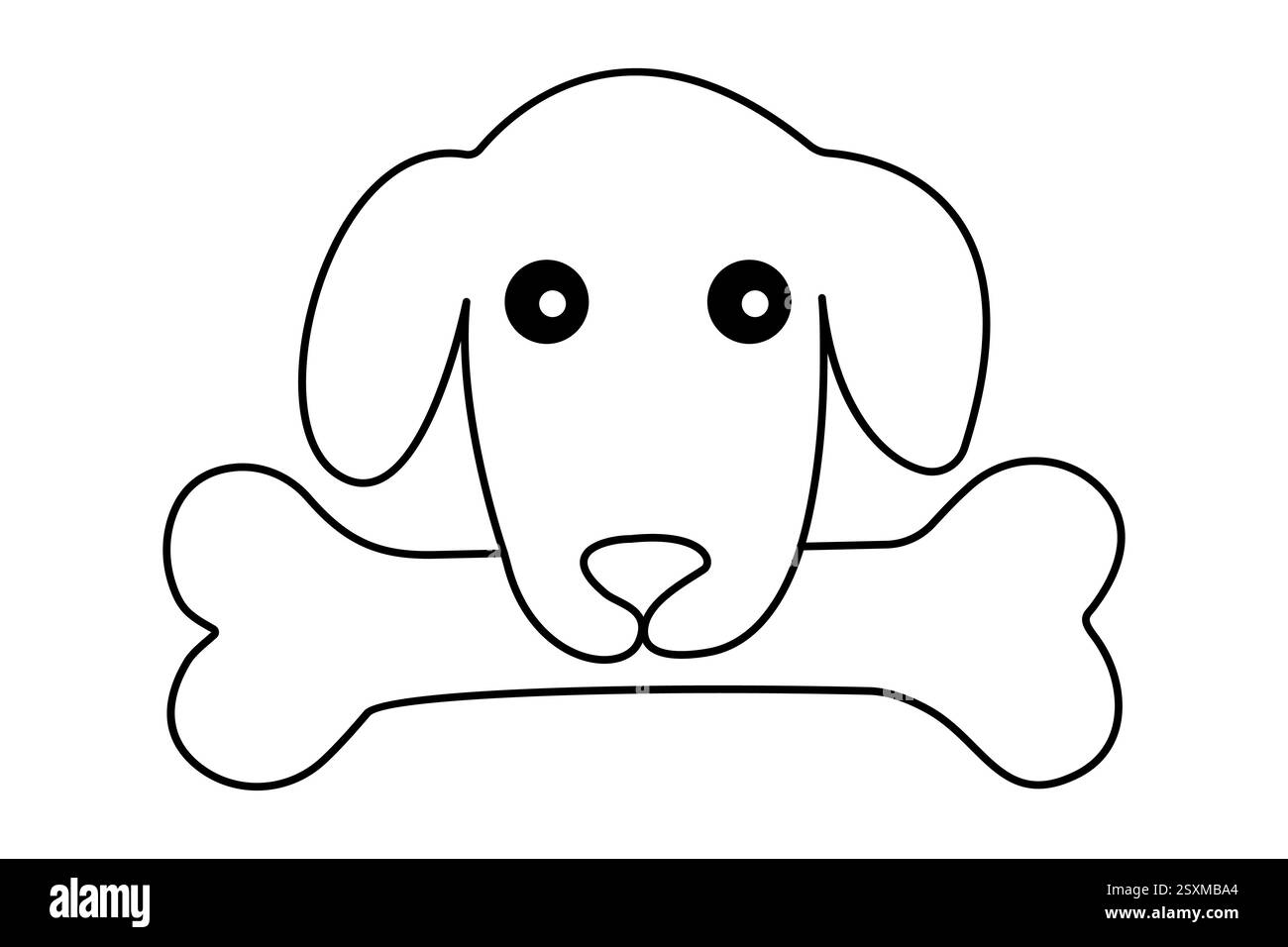 Die kontinuierliche Einzeilenzeichnung des Hundeknochens mit einfacher Konturvektorkonstruktion Stock Vektor