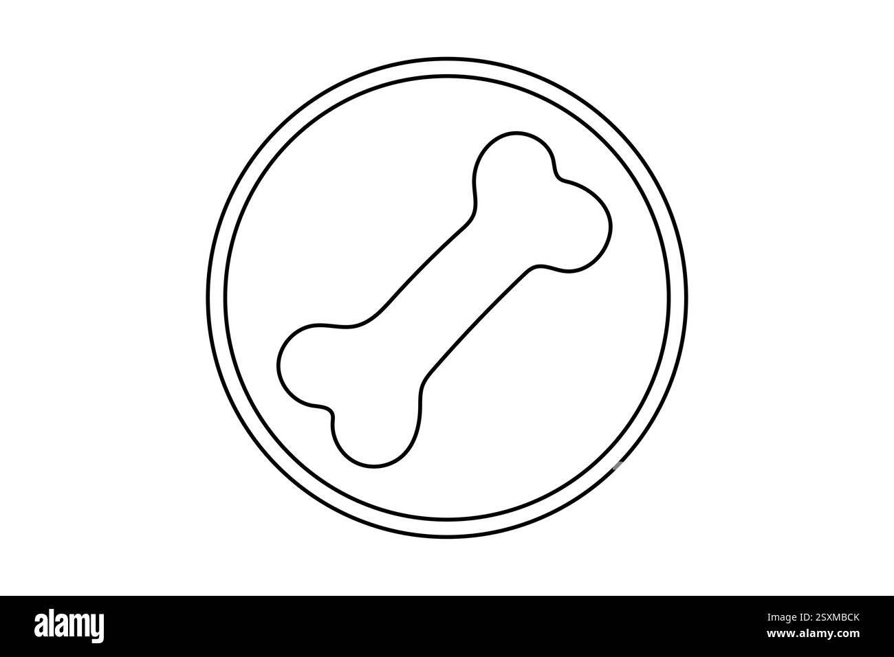 Die kontinuierliche Einzeilenzeichnung des Hundeknochens mit einfacher Konturvektorkonstruktion Stock Vektor