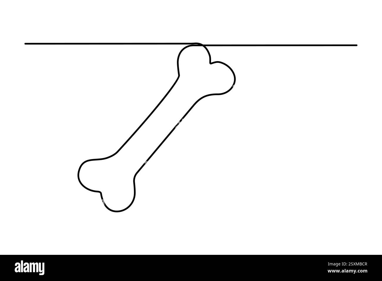 Die kontinuierliche Einzeilenzeichnung des Hundeknochens mit einfacher Konturvektorkonstruktion Stock Vektor