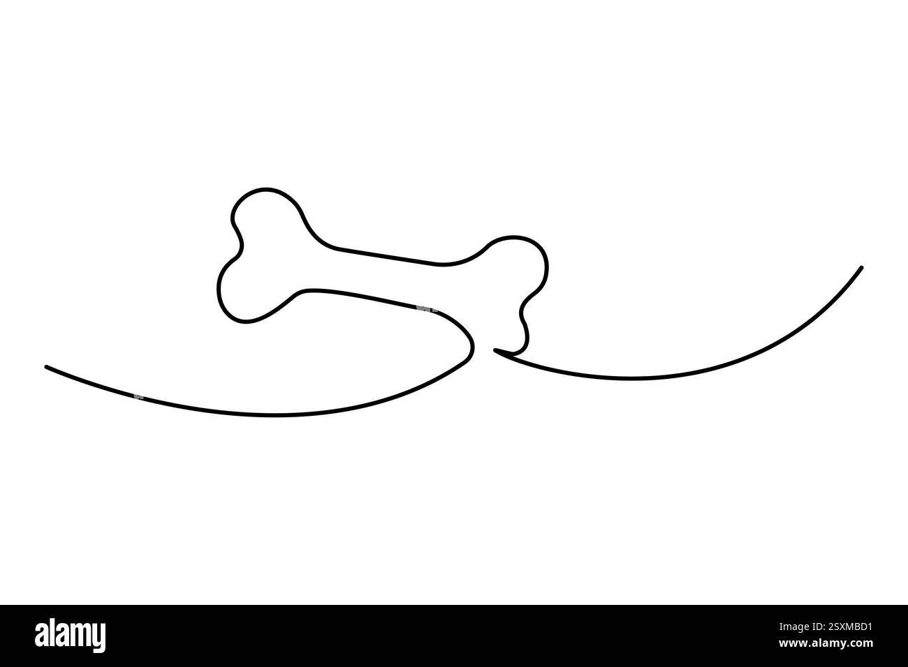 Die kontinuierliche Einzeilenzeichnung des Hundeknochens mit einfacher Konturvektorkonstruktion Stock Vektor