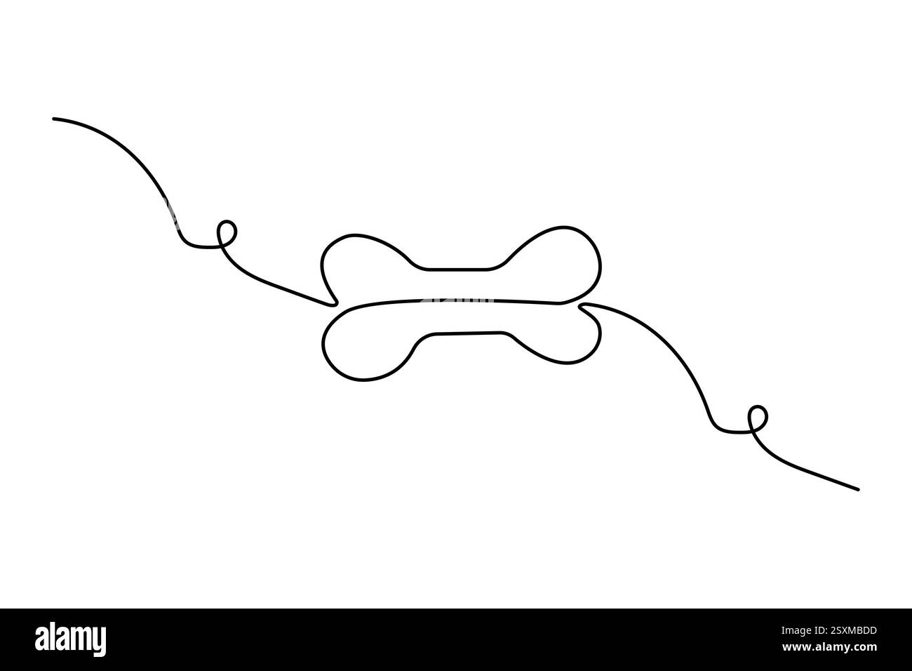 Die kontinuierliche Einzeilenzeichnung des Hundeknochens mit einfacher Konturvektorkonstruktion Stock Vektor