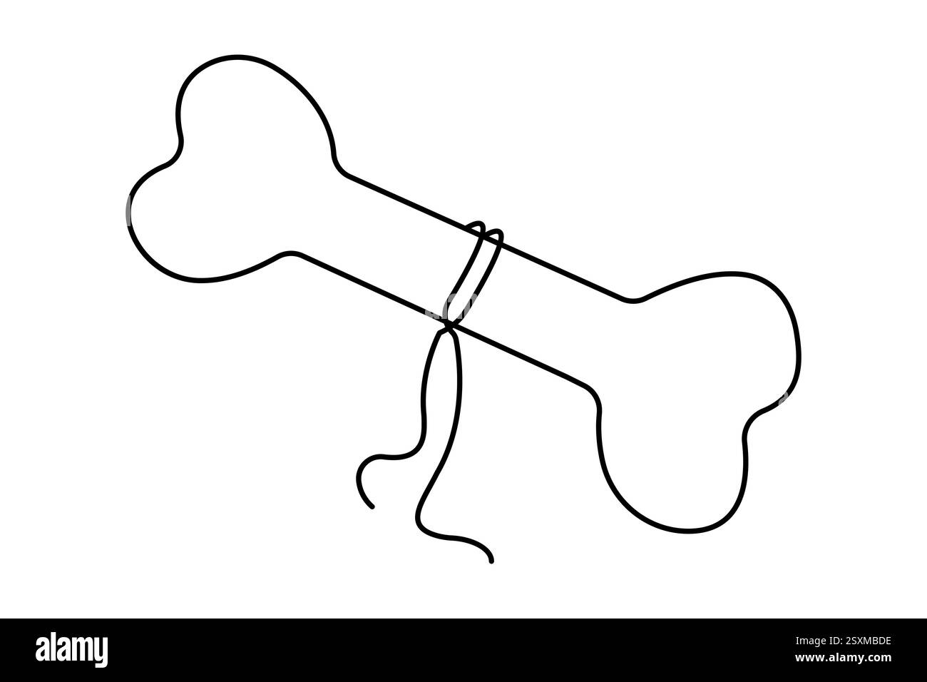 Die kontinuierliche Einzeilenzeichnung des Hundeknochens mit einfacher Konturvektorkonstruktion Stock Vektor