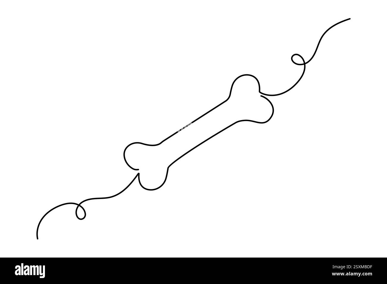 Die kontinuierliche Einzeilenzeichnung des Hundeknochens mit einfacher Konturvektorkonstruktion Stock Vektor