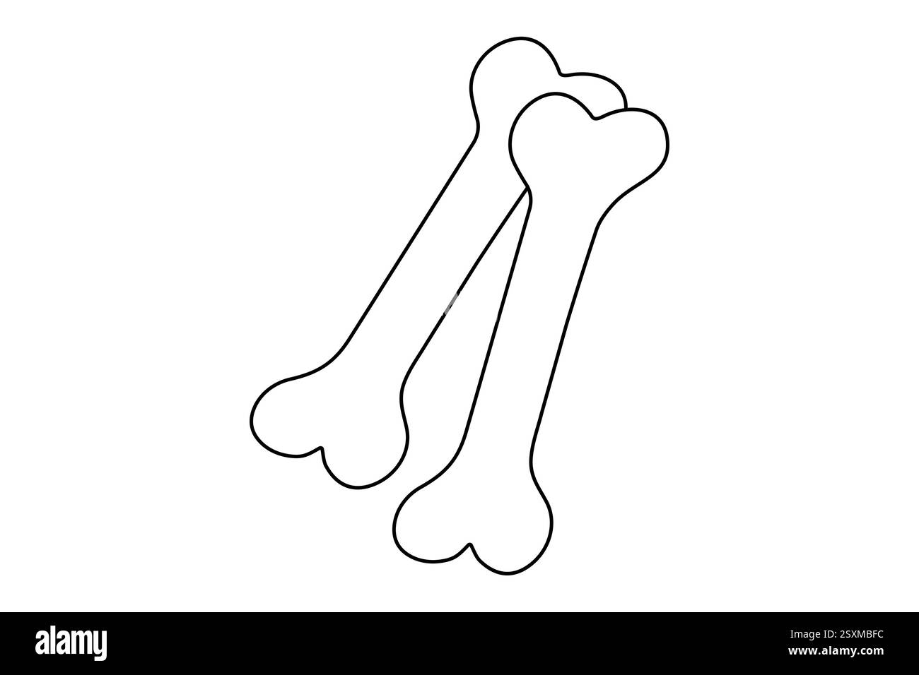 Die kontinuierliche Einzeilenzeichnung des Hundeknochens mit einfacher Konturvektorkonstruktion Stock Vektor