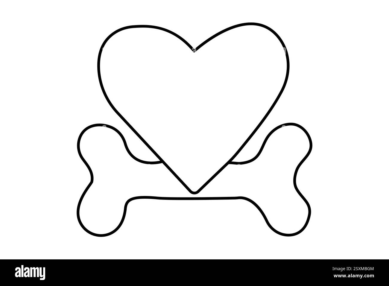 Die kontinuierliche Einzeilenzeichnung des Hundeknochens mit einfacher Konturvektorkonstruktion Stock Vektor