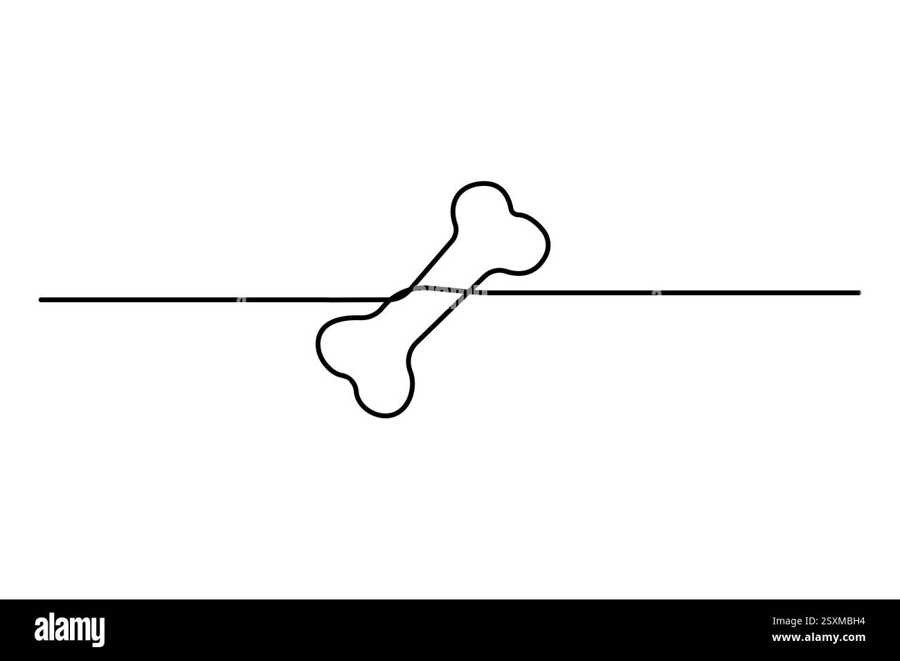 Die kontinuierliche Einzeilenzeichnung des Hundeknochens mit einfacher Konturvektorkonstruktion Stock Vektor