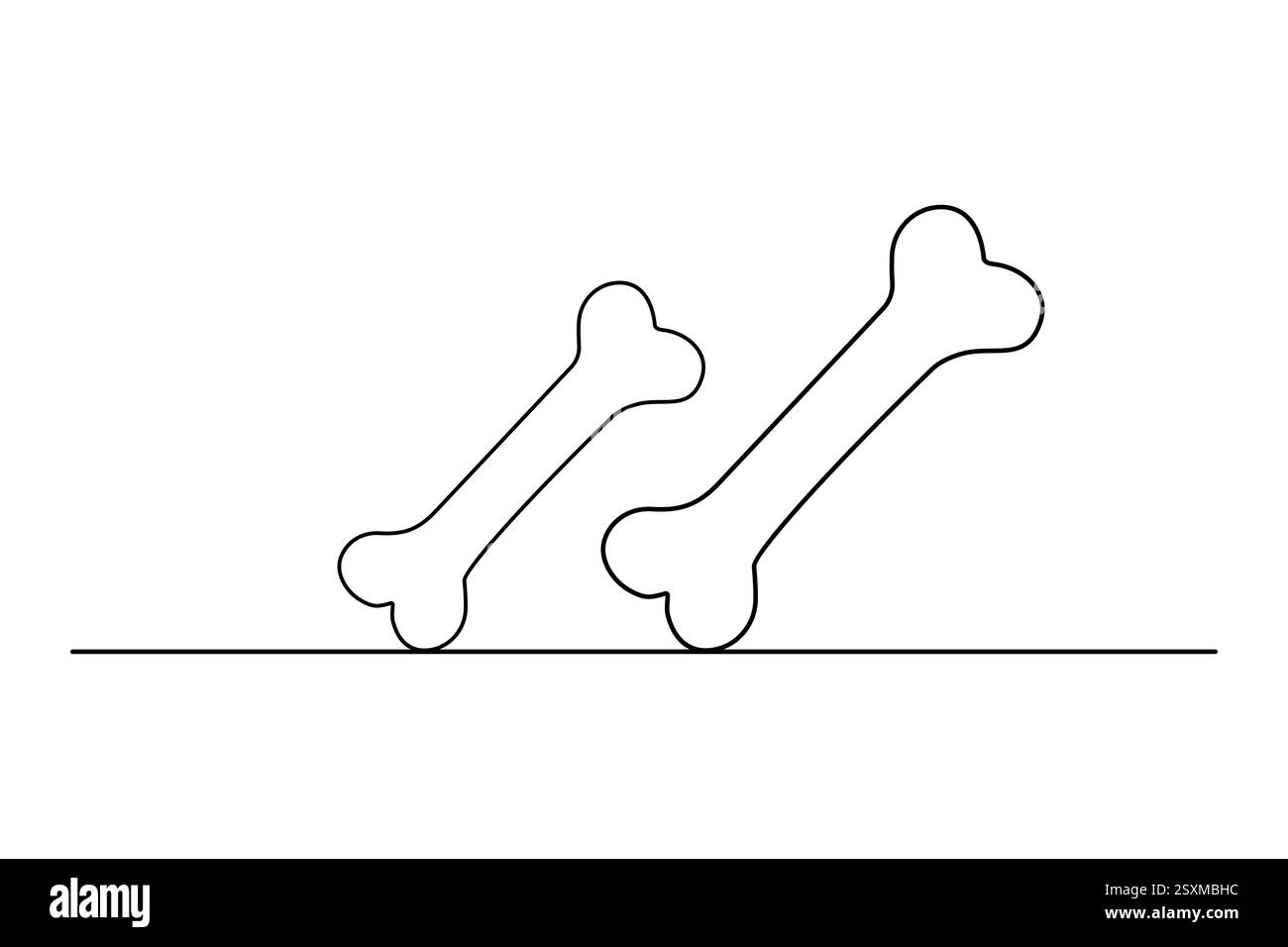 Die kontinuierliche Einzeilenzeichnung des Hundeknochens mit einfacher Konturvektorkonstruktion Stock Vektor