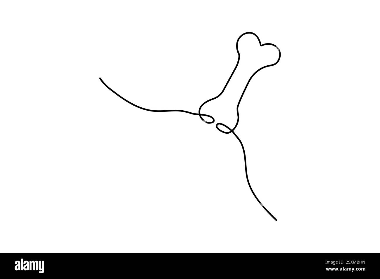 Die kontinuierliche Einzeilenzeichnung des Hundeknochens mit einfacher Konturvektorkonstruktion Stock Vektor
