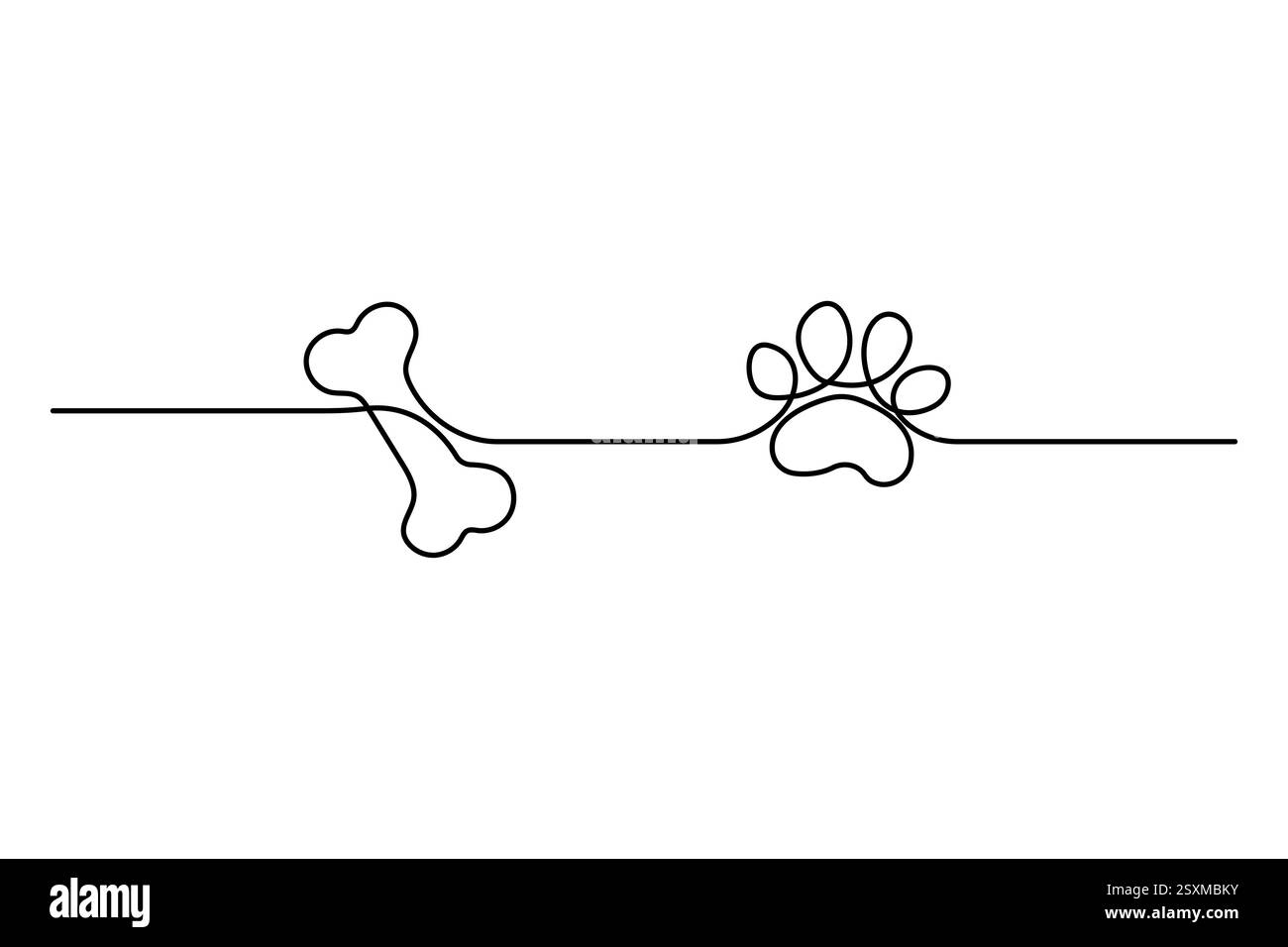 Die kontinuierliche Einzeilenzeichnung des Hundeknochens mit einfacher Konturvektorkonstruktion Stock Vektor